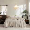 FOSSA Muslin Blanket with Fringe - 4-Layer 100% Cotton Gauze Super Soft & Breathable Throw -Lightweight Decorative Cooling Blanket for Bed, Sofa, Office (Beige, King (104"  90"))