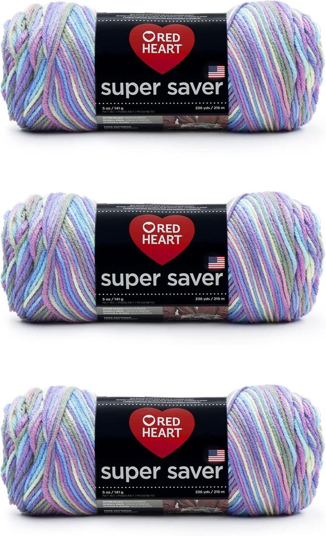Red Heart Super Saver Yarn, 3 Pack, Monet 3 Count