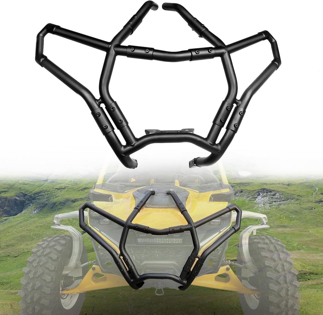 Front Combined Bumper Compatible with 2024 2025 Can-Am Maverick R X RS Accessories Heavy Duty Brush Guard Protector Front Coverage Bumper for Can Am Maverick R 2024+ Replacement for 715010071