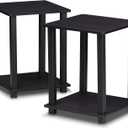 Furinno Simplistic Set of 2 End Table, Dark Walnut (2-Pack, Plastic Pole 15.6 x 15.6)