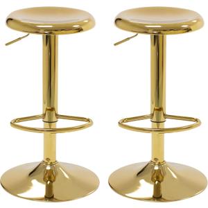 CAROLMADE Bar Stools Set of 2, Adjustable Metal Bar stools Swivel Counter Height Stool, Backless Barstools for Kitchen Island Pub, Gold