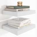 12 Inch Deep Floating Shelves, 12 x 12 inches Long Wall Shelf, Large Extra Display Shelf & Storage Shelf, Rustic Wood Wall Shelves for Fireplace Mantel, White - 2Pack