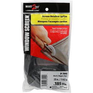 3 x Prime-Line P 7940 Bulk Screen Spline, 0.185-In. Diameter, 25 ft., Black (1 Roll)