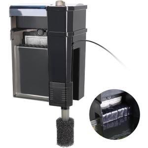 hygger Aquarium Filter, Ultra Quiet Aquarium Hang on Filter, Multi-Stage Filtration Activated Carbon Biochemical Fish Tank Filter for up to 21 Gallon Aquariums, Adjustable Flow, 79 GPH, 5W, Black