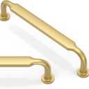 10 Pack Brushed Gold Cabinet Pulls 5 Inch(128mm) Kitchen Cabinet Handles Solid Zinc Alloy Cabinet Hardware Drawer Pulls (5" Hole Center)