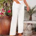 Luvamia Wide Leg Jeans for Women Trendy High Waisted Flare Jeans Cropped Denim Pants Stretchy Baggy with Patch Pockets (White, S)