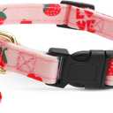 Cute Cotton Dog Collar for Dogs Special Design with Cute Pink Strawberries Pendant Necklace for Girl Boy Male Female Dogs Pet Collar Soft Fabric Adjustable Puppy Collars Red - L