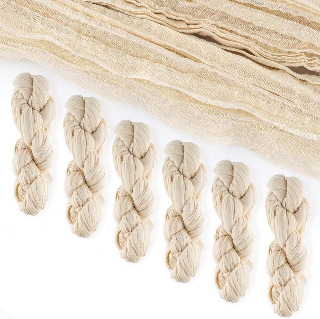 6 Pack Cheese Cloth Table Runners, 10 Foot Cheesecloth Table Runner Boho, Cheesecloth Table Runner 35x120, Ivory Cheesecloth Table Runner, Ivory Table Runners, Wedding Arch Draping Fabric