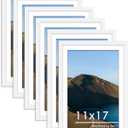 PEALSN 11x17 Picture Frame Set of 6, Display Pictures 8x12 with Mat or 11 x 17 without Mat for Wall Mounting Display, Photo Frames Collage for Wall Decor, White