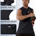 MAGCOMSEN Mens Tank Top Sleeveless Hoodie Cotton T-Shirt Summer Casual Shirt Muscle Tee (Black, XXL)