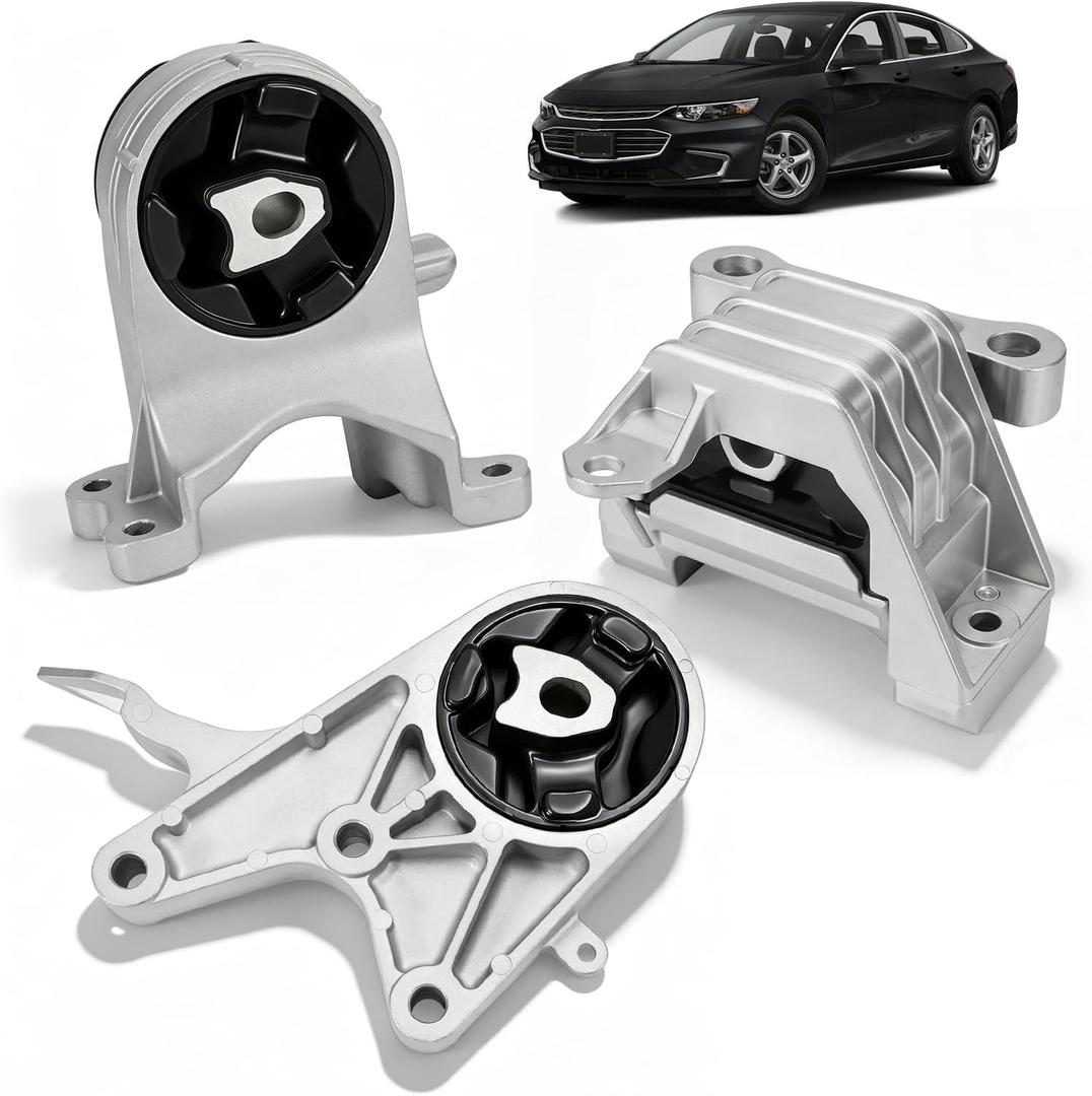 Engine Motor & Transmission Mount 3PCS Set Fit for Chevy/Chevrolet Malibu 2009-2012 2.4L L4, 6-Speed Automatic, Front Engine Mount, Front & Rear Transmission Mount, Replaces A5398 A5504 A5503