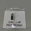 White 'Caution Hot Water' Sign - 4.72"x3.94" (120mm x 100mm) - Rigid 1mm Thick Substrate - UV Printed with Self-Adhesive Backing for Easy Installation