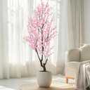 Faux Pink Cherry Blossom Tree 8ft(94in) Tall Artificial Plant Indoor Decor Handmade Natural Sakura Tree for Wedding Realistic Cherry Plant in Pot for Home Living Room,Office,Outdoor Decor.