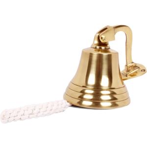 Wall Mountable Hanging Bell 5" Nautical Ship Bell Perfect for Dinner, Church, School, Bar, Reception, Outdoor & Indoor (Brass)