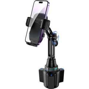 bokilino Cup Phone Mount for Car, [Upgraded Version] Universal Cup Phone Cradle Holder with Long and Adjustable Neck, Friendly Compatible with Cell Phone iPhone, Samsung, Google and All Smartphones, Black