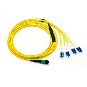 CableWholesale Plenum Fiber Optic Cable, 40 Gigabit Ethernet QSFP 40GBase-SR4 to MTP(MPO)/LC (4 Duplex LC) 24 inch Breakout Cable, 9/125, 1 Meter (3.3 feet)