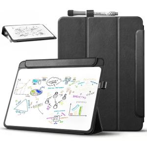 CoBak Glass Portable White Board Desktop Easel 12x9 inch (A4) - Book Folio Tri-fold Design Clean Glass Dry Erase Board with 3 Markers, Anti-Ghosting Suface for Office, Business and School (Black)