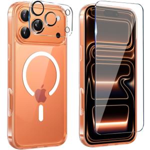 For iPhone 17 Pro Case Clear,Magnetic iPhone 17Pro Case with Screen Protector & Camera Protector [Compatible with MagSafe], Shockproof TPU Cover for iPhone Pro 17 Phone Cases-Transparent