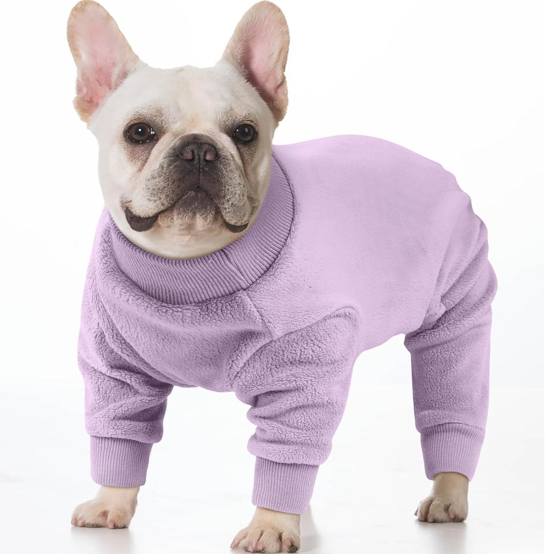 Large Dog Coat Winter Fleece Pajamas Warm Onesie for Dogs Female Male Soft Pjs with Feet Dog Cold Weather Jacket Jumpsuit, Purple L