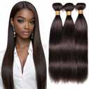 Dark Brown Human Hair Bundles Color 4 Straight 24 26 28 Inch Brazilian Virgin Double Weft Chocolate Brown Hair Extensions Soft Smooth Bouncy for Black Women