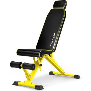 Adjustable Weight Bench,1000 LB Fast Folding Workout Bench for Home Gym Strength Training, Incline Decline Flat Utility Bench Press for Full Body Workout, Upright Storage Yellow Exercise Bench