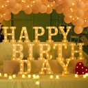 138pcs Happy Birthday Marquee Light Up Letters- LED Letter Number Light Sign with Round Light Balloons Decoration for Birthday Home Table Decor, White