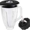 Anbige Replacement Parts 6-cups Glass Jar with Blade and Black Base Bottom Screw Cap,Compatible with Hamilton Beach Blenders