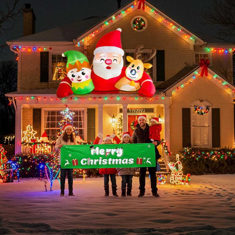 OurWarm 7.2FT Christmas Inflatable Outdoor Decoration, Christmas Blow Up Yard Decorations Built-in LED Lights