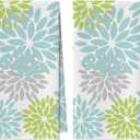 Artoid Mode Light Blue Dahlia Floral Bar Kitchen Towels, 12x24 Inch Quick Dry Microfiber Cloth Dish Towels for Kitchen Drying Set of 2
