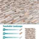 Nicesungdeco Peel and Stick 3D Natural Stone Mosaic Backsplash Tiles, 12" x 12" 5-Sheet Backsplash Self Adhesive Tiles for Kitchen Fireplace Vanity (Grey Gold)