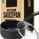 Utopia Kitchen 2 Quart Detachable handle Nonstick Saucepan with Glass Lid, Multipurpose Use for Home, Kitchen or Restaurant, Grey & Black, Pack of 6