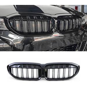 G20 Front Kidney Grille Replacement Grill Compatible with 3 Series G20 2019-2022 316i 318i 320i 328i 330i 335i 340i Grilles (Double Slats/Gloss Black, G20 (2019-2022))