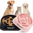 2 Pack Slow Feeder Dog Bowls for Healthy Eating, Non-Slip and Anti-Choking Design, Reduces Bloating & Overeating for Medium Dogs and Cats, Easy to Clean (Black and Pink)