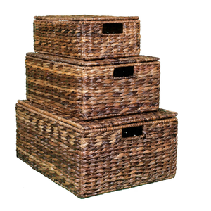 BIRDROCK HOME Abaca Nesting Baskets Set of 3 - Handwoven Storage Baskets w/Handles - Box Organizer for Household, Towels, Clothes, Nursery, Toys | Ideal Use in Living Room, Office, Kitchen & Bathroom