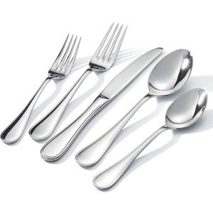 KINGSTONE 20 Piece Teardrop Silverware Set for 4, 18/10 Stainless Steel Flatware Set, Modern Design Cutlery Set for Home/Hotel/Wedding,Mirror Polished and Dishwasher Safe