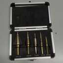 Step Drill Bits, 5PCS HSS Titanium Step Drill Bit Set, 50 Sizes High Speed Steel Step Bits for Metal with Aluminum Case