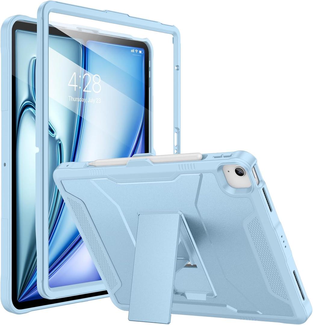 Soke Case for iPad Air 13-Inch M4 2026, M3 2025 & M2 2024,with Built-in Screen Protector and Kickstand, Rugged Full-Body Heavy Duty Protective Cover for Apple iPad Air 13 - Sky Blue