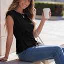 Womens Short Sleeve Tops Dressy Business Casual Crew Neck Peplum Shirts 2026 Summer Trendy Work Blouse (Black, M)