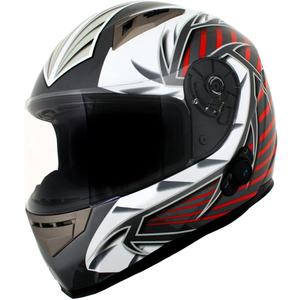 Milwaukee Helmets H520 Titanium and Red Chit-Chat Full Face Wireless Motorcycle Helmet-Stream Music-Phone Calls (Small)