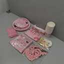 Pink Graduation Decorations Class of 2025, Pink Rose Gold Graduation Disposable Paper Plates Napkins Cups Forks Tablecloth and Balloons for Pink 2025 Graduation Party Supplies, Serve 20