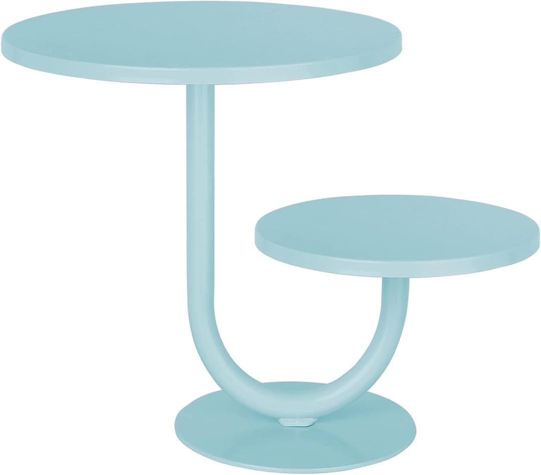2 Tier Cake Stand, Metal Cupcake Stand Dessert Display Trays of 10/8 Inch, Tall Cake Stand for Wedding, Baby Shower, Home Decor, Throw Events and Parties (Blue)