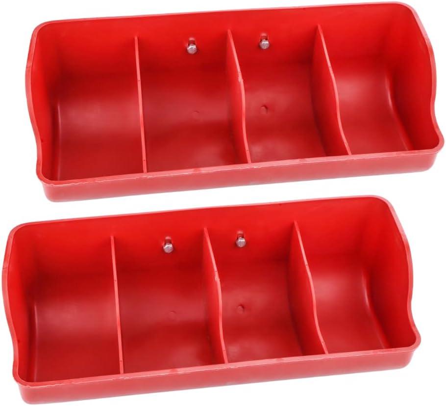 2 Pack Lambs Plastic Feeder, 4 Compartment Fence Feeder for Small Pig Lambs Chicken Livestock