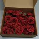 AmyHomie Artificial Flower Dark Red Rose 25pcs Real Looking Fake Roses w/Stem for DIY Wedding Bouquets Centerpieces Arrangements Party Baby Shower Valentines Day Christmas Tree Decorations