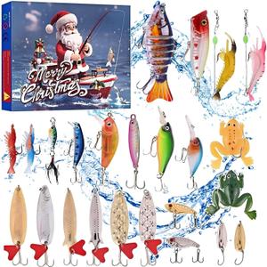 Fishing Advent Calendar 2026,Christmas Countdown Calendar- 24 Days Fishing Lures Set, Suitable for Fishing Enthusiasts, Men, Teenagers, Fathers, Husbands as GiftsNew upgrade