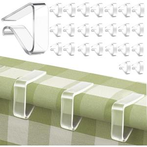 24 Pcs Clear Tablecloth Clips for Indoor Outdoor Tables, Plastic Table Cloth Holder Clips for Dining Tables, Picnic Table Cover Clip Clamps Small