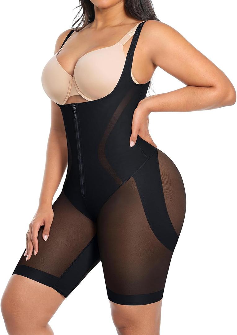 SHAPELLX Fajas Colombianas Shapewear for Women Tummy Control Butt Lifting Bodysuit Back Smoothing Body Shaper Shorts, Large 