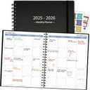 Monthly Planner 2025-2026 (7.4'' x 9.6''), 18 Months Calendar Planner from Jul 2025-Dec 2026, 2025 Agenda with Pocket, 120GSM Paper, Black