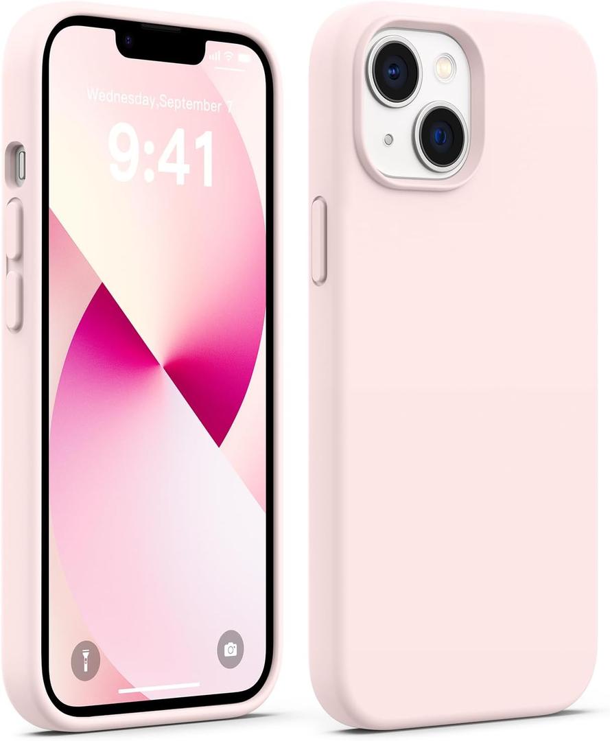 AOTESIER Magnetic for iPhone 13 Case, [Compatible with MagSafe][Military Shockproof Protection] Food Grade Silicone Case with Soft Anti-Scratch Microfiber Lining, 6.1 inch, Chalk Pink