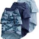 Pet Passion Toby 3-Pack 100% Organic Cotton Dog Short Sleeve T-Shirt Pet Tees for All Breeds, Navy Camo, Large (40-60 lbs)