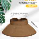 Sun Visor Hat for Women, Wide Brim Straw Summer UV Protection Hat, Foldable Roll-up Packable Beach Cap